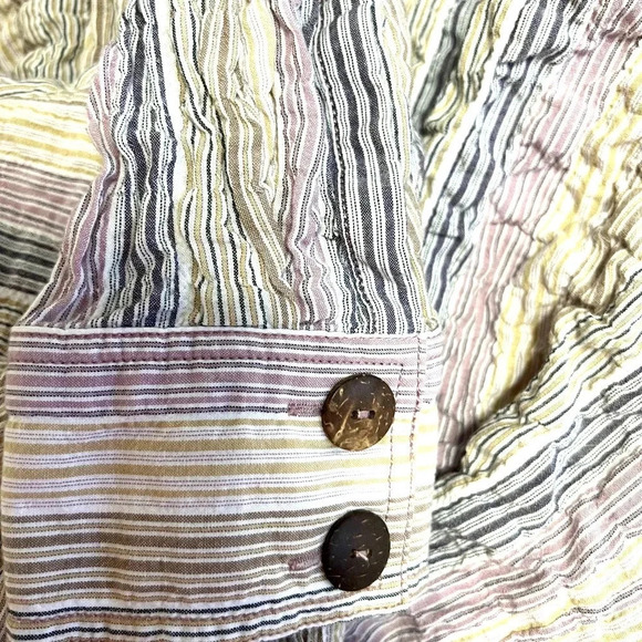 Free People High Tide Pastel Stripe Button Down Shirt Size Large - Picture 12 of 13